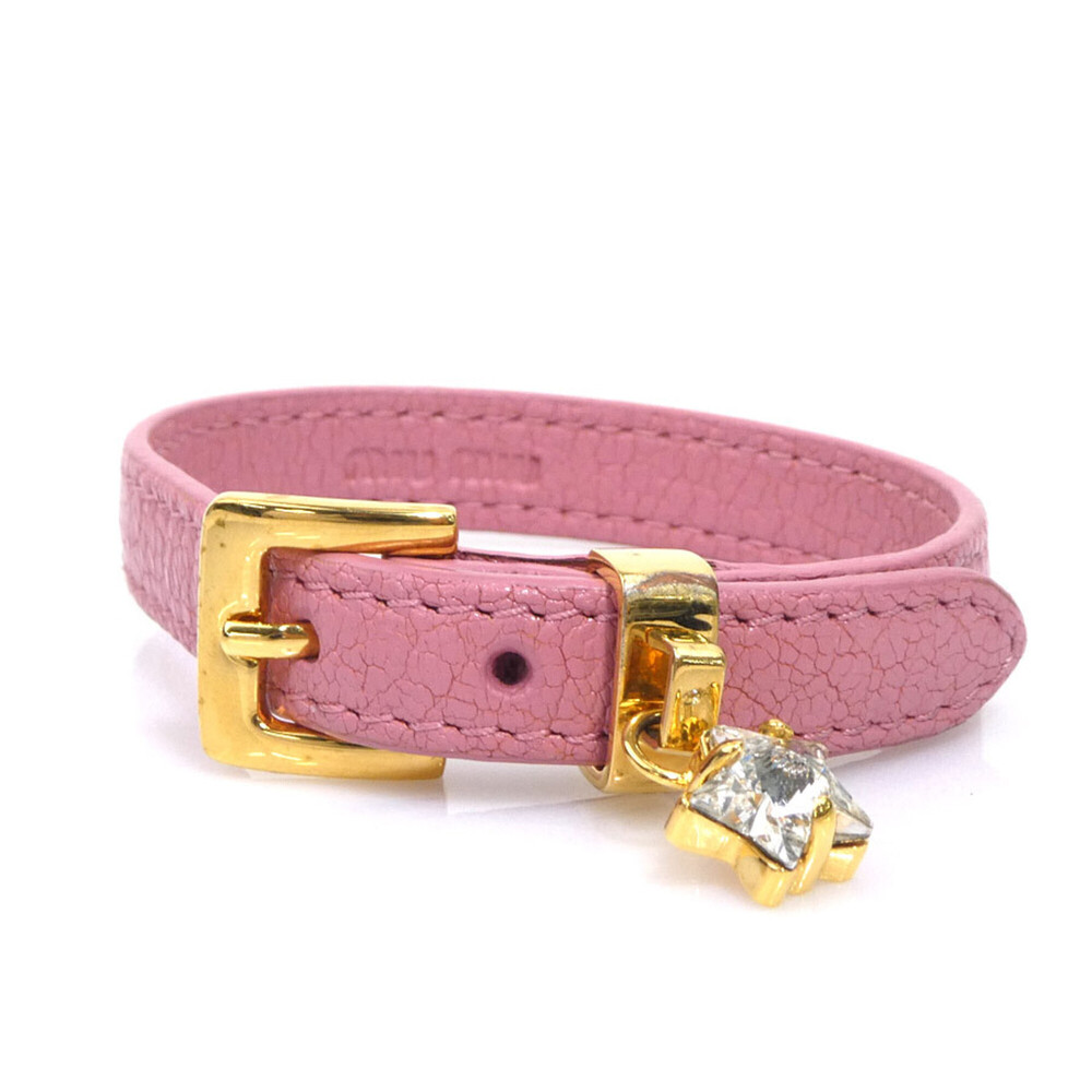 MIU MIU Pink Leather Charm Bracelet